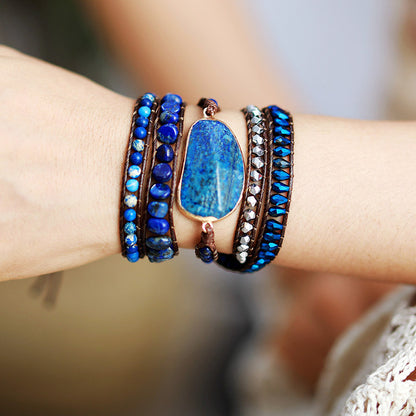 Lapis & Bead Braided Bracelet - Eclectage