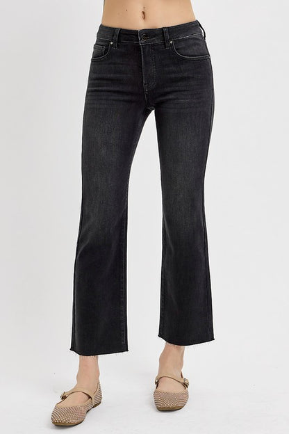 RISEN Tummy Control Mid Rise Crop Straight Jeans - Eclectage