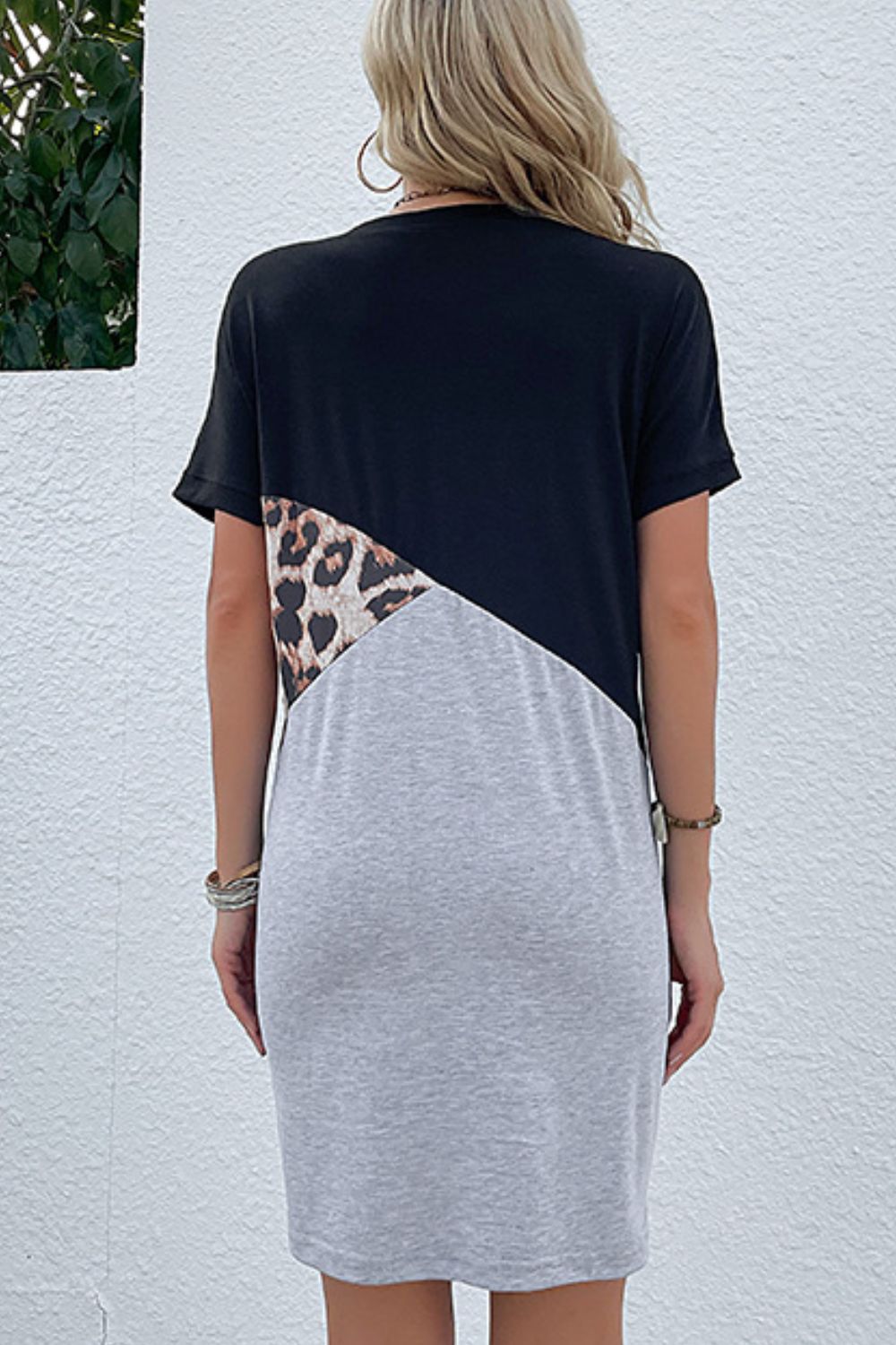 Color Block Leopard Tee Dress