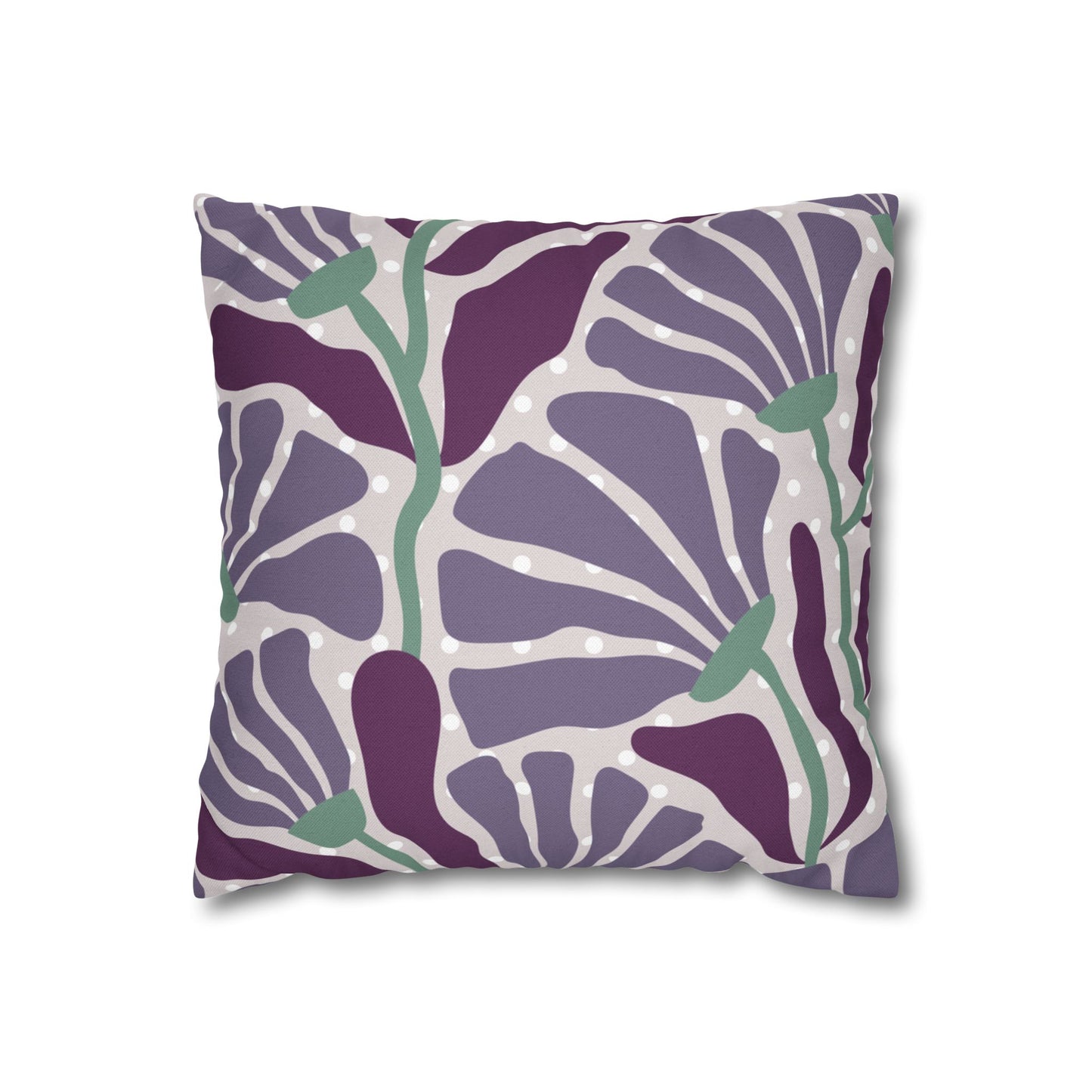 Purple Floral Dotted Pillow Cover