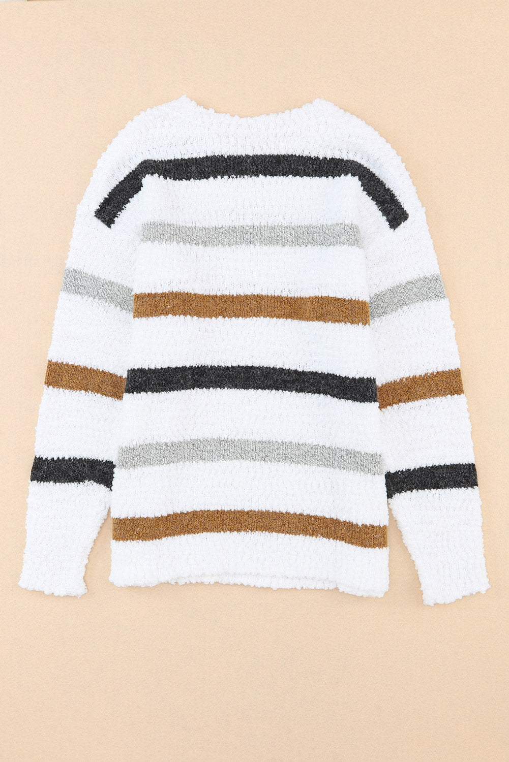 Striped Round Neck Dropped Shoulder Sweater - Eclectage