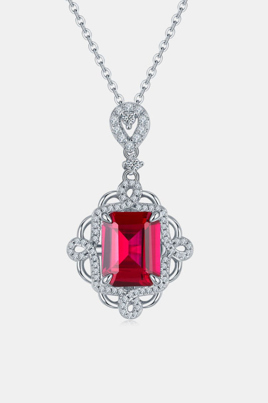 Ruby Pendant Sterling Silver Necklace - Eclectage