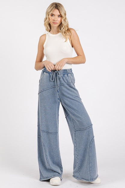 Medium Blue Asymmetric Seam Pants - Eclectage