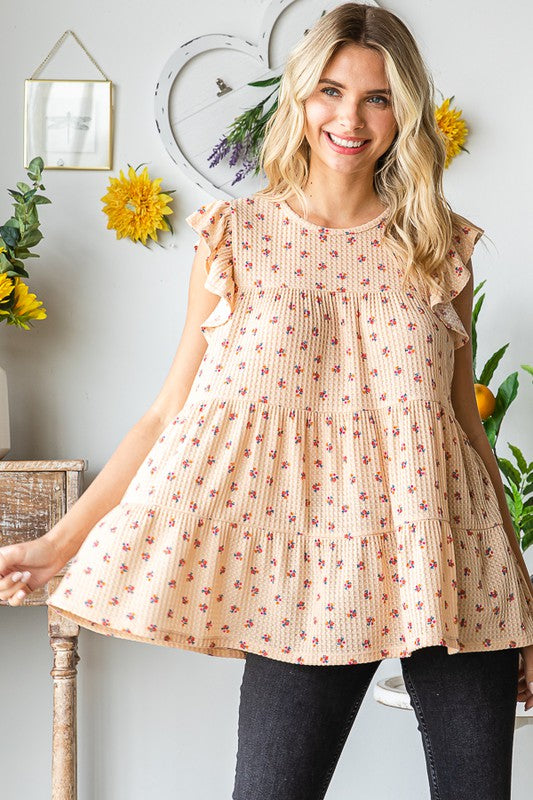 Ditsy Floral Print Tiered Top - Eclectage