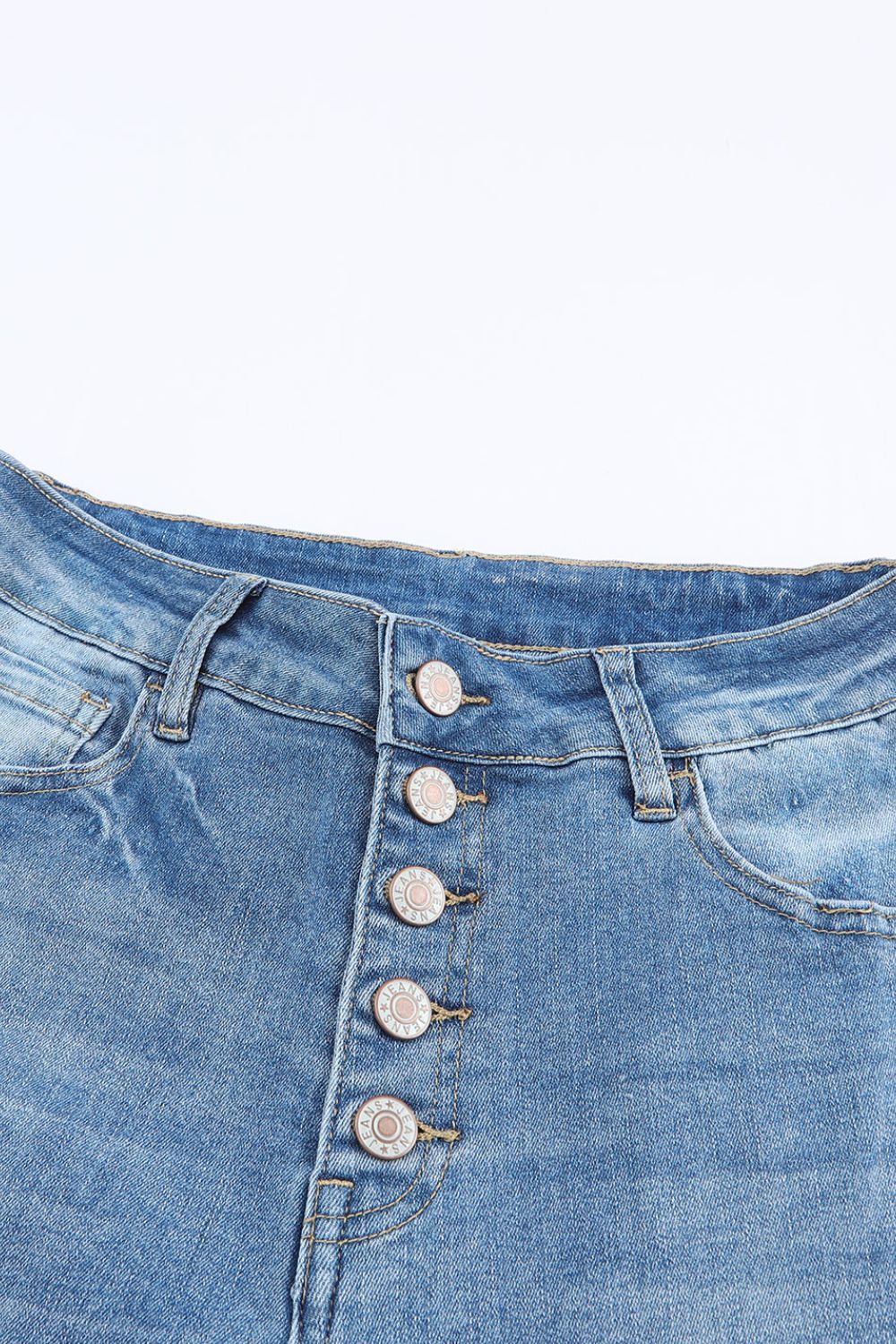 High Waist Button Fly Flared Jeans - Eclectage