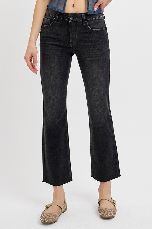 RISEN Tummy Control Mid Rise Crop Straight Jeans - Eclectage