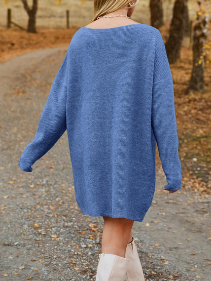 Dropped Shoulder Sweater Dress