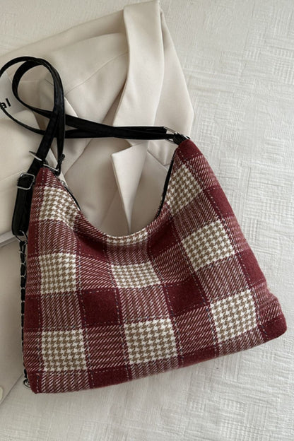 Plaid Adjustable Strap Shoulder Bag - Eclectage