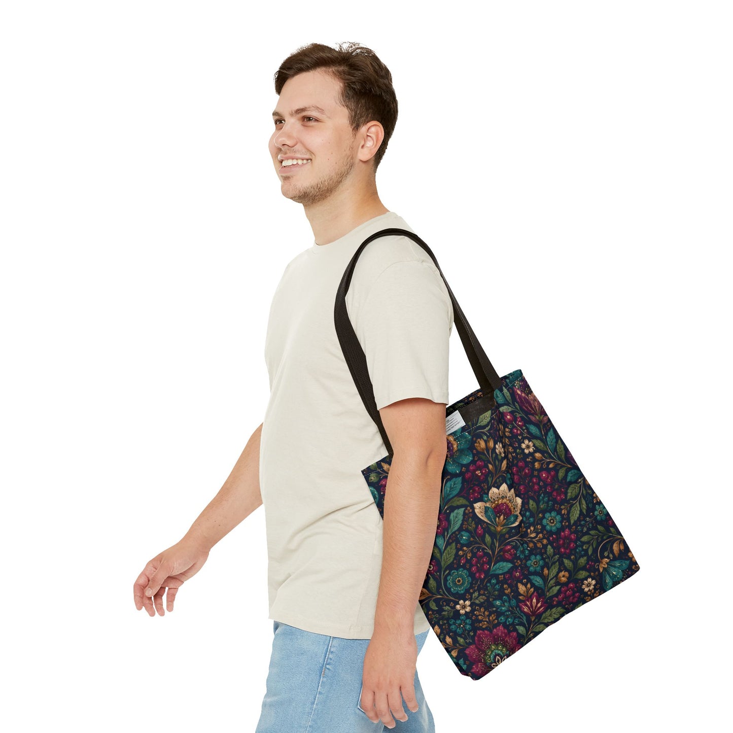 Dark Boho Floral Jewel Tone Tote Bag