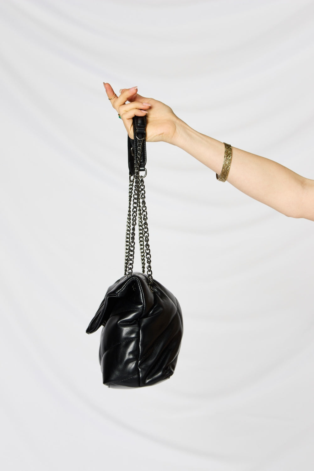 Faux Leather Chain Handbag - Eclectage