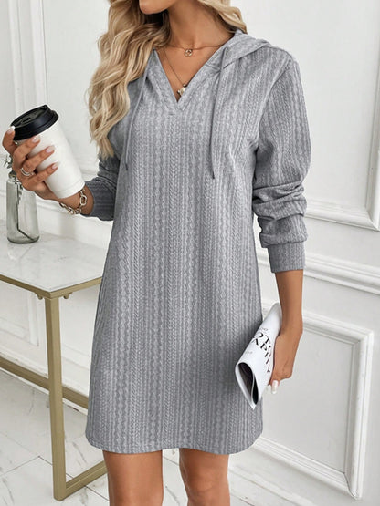 Gray Hooded Mini Dress