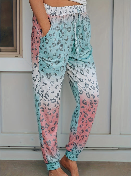 Drawstring Leopard Pants with Pockets - Eclectage