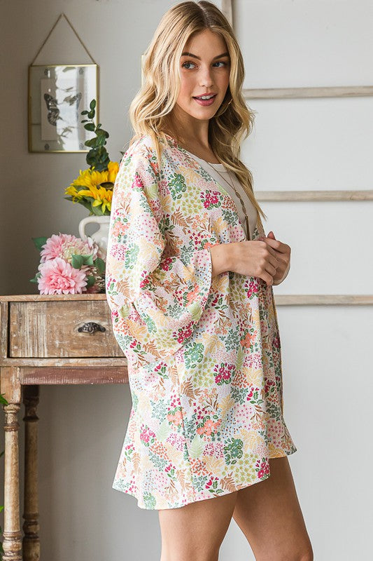 Multi Color Floral Open Cardigan - Eclectage