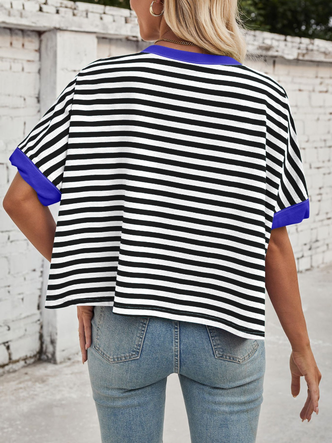 Lovelet Striped Round Neck Short Sleeve T-Shirt - Eclectage