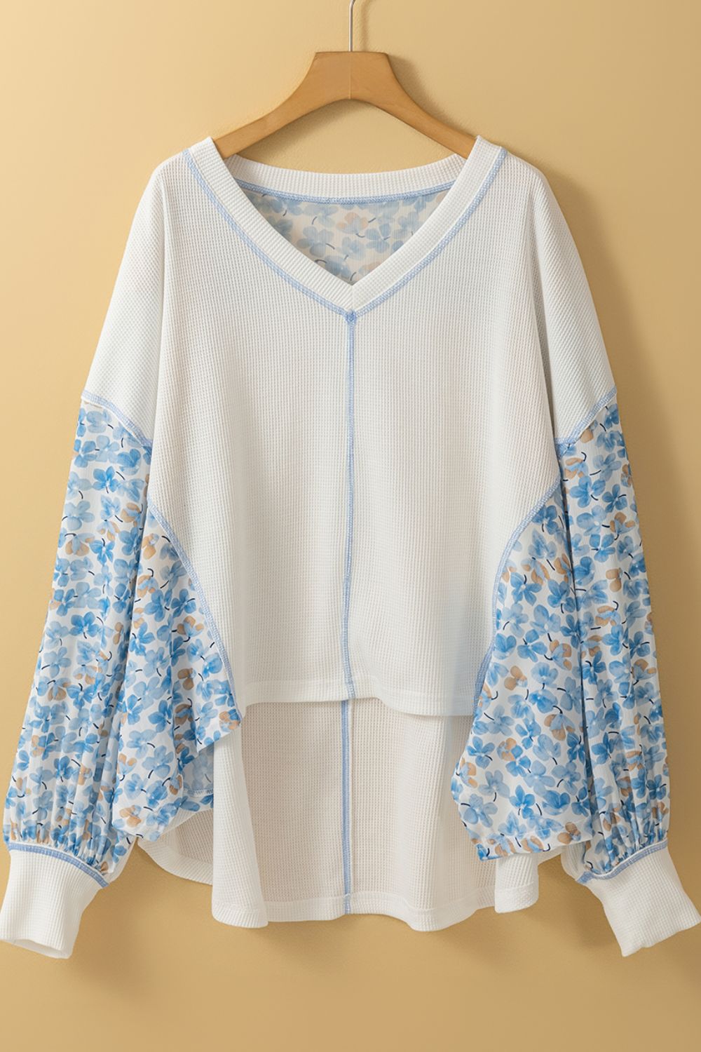 High-Low V-Neck Long Sleeve Blouse - Eclectage