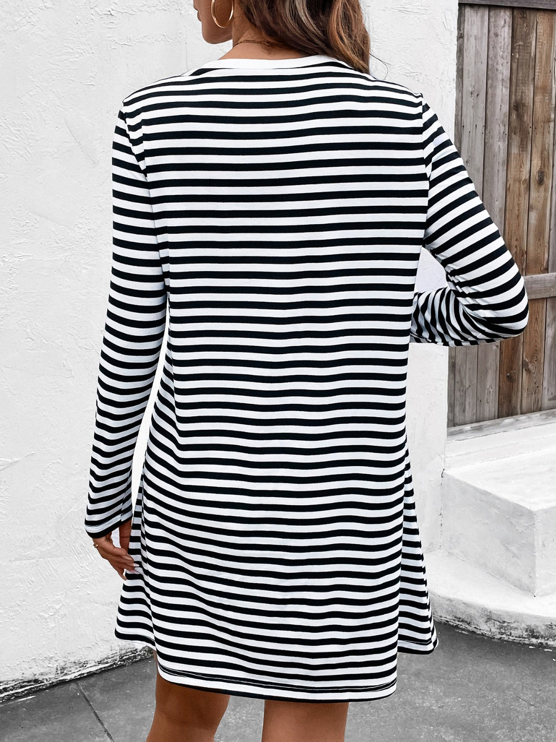 Heart Striped Long Sleeve Tee Dress