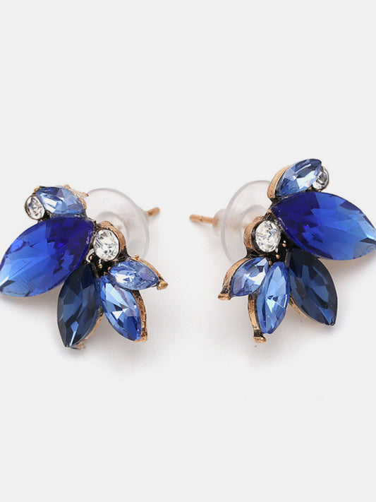 Rhinestone Flower Stud Earrings - Eclectage