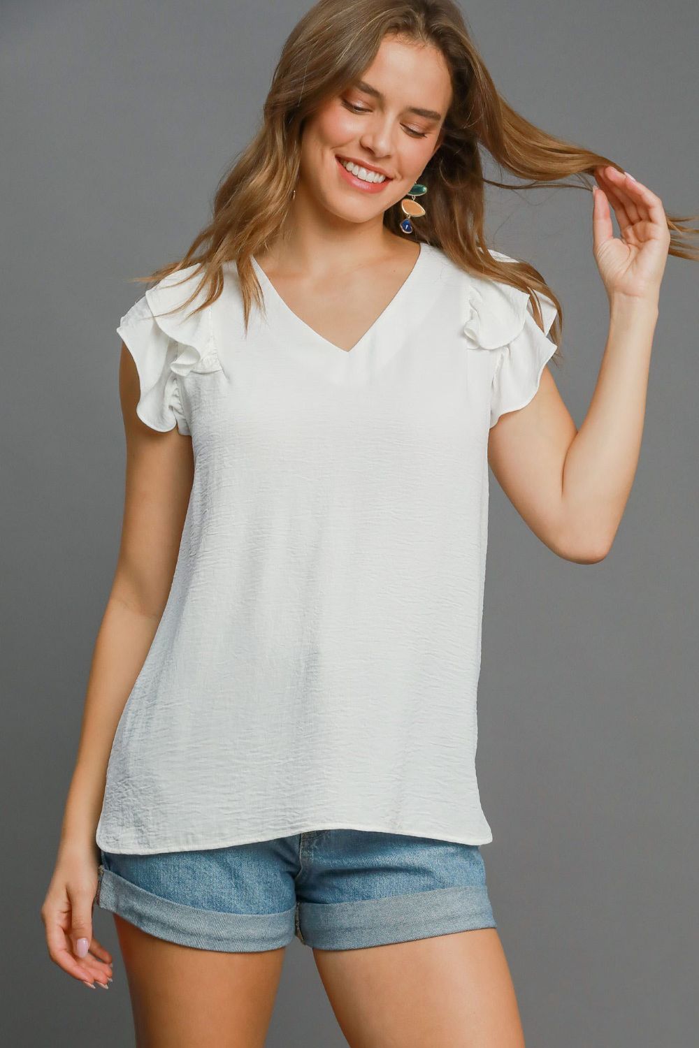 White V-Neck Double Layered Blouse - Eclectage