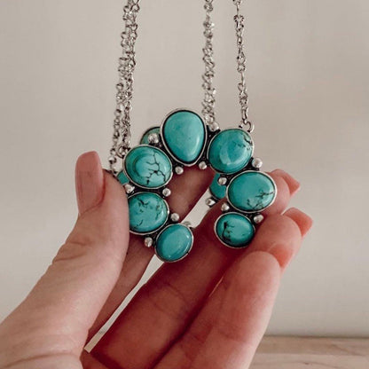 Artificial Turquoise Alloy Pendant Necklace - Eclectage