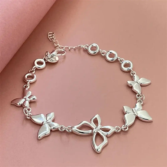 925 Sterling Silver Bracelet Cute Butterfly Bracelet Women’s Engagement Distribution Jewelry Gift