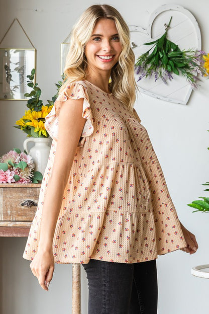 Ditsy Floral Print Tiered Top - Eclectage