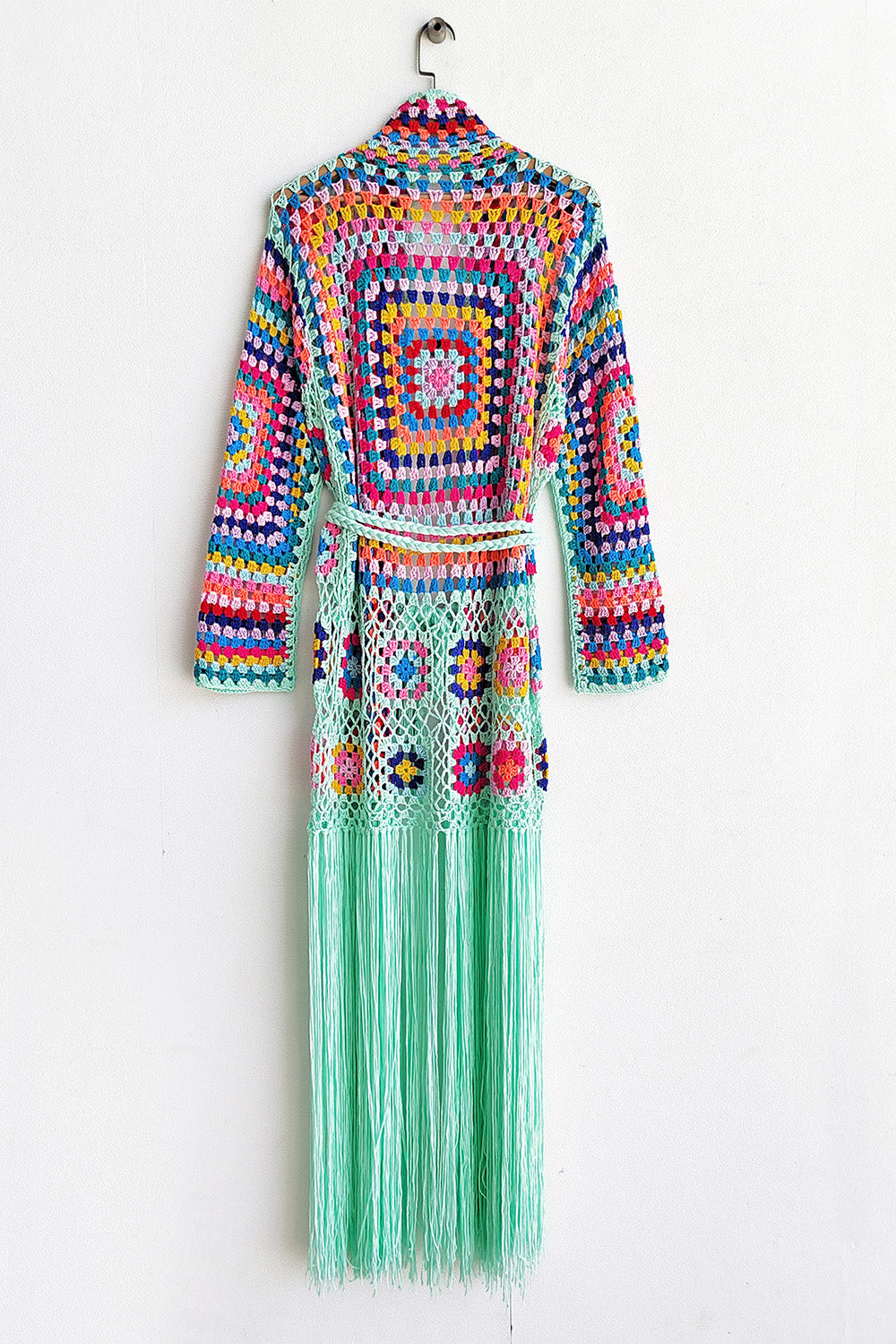 Fringe Tied Long Sleeve Cardigan - Eclectage