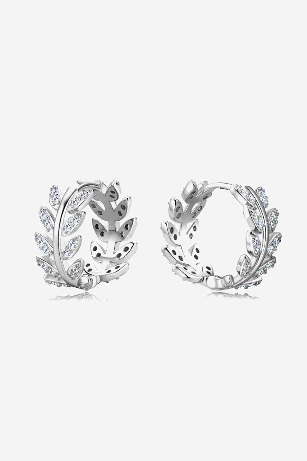 Leaf Moissanite Sterling Silver Earrings - Eclectage