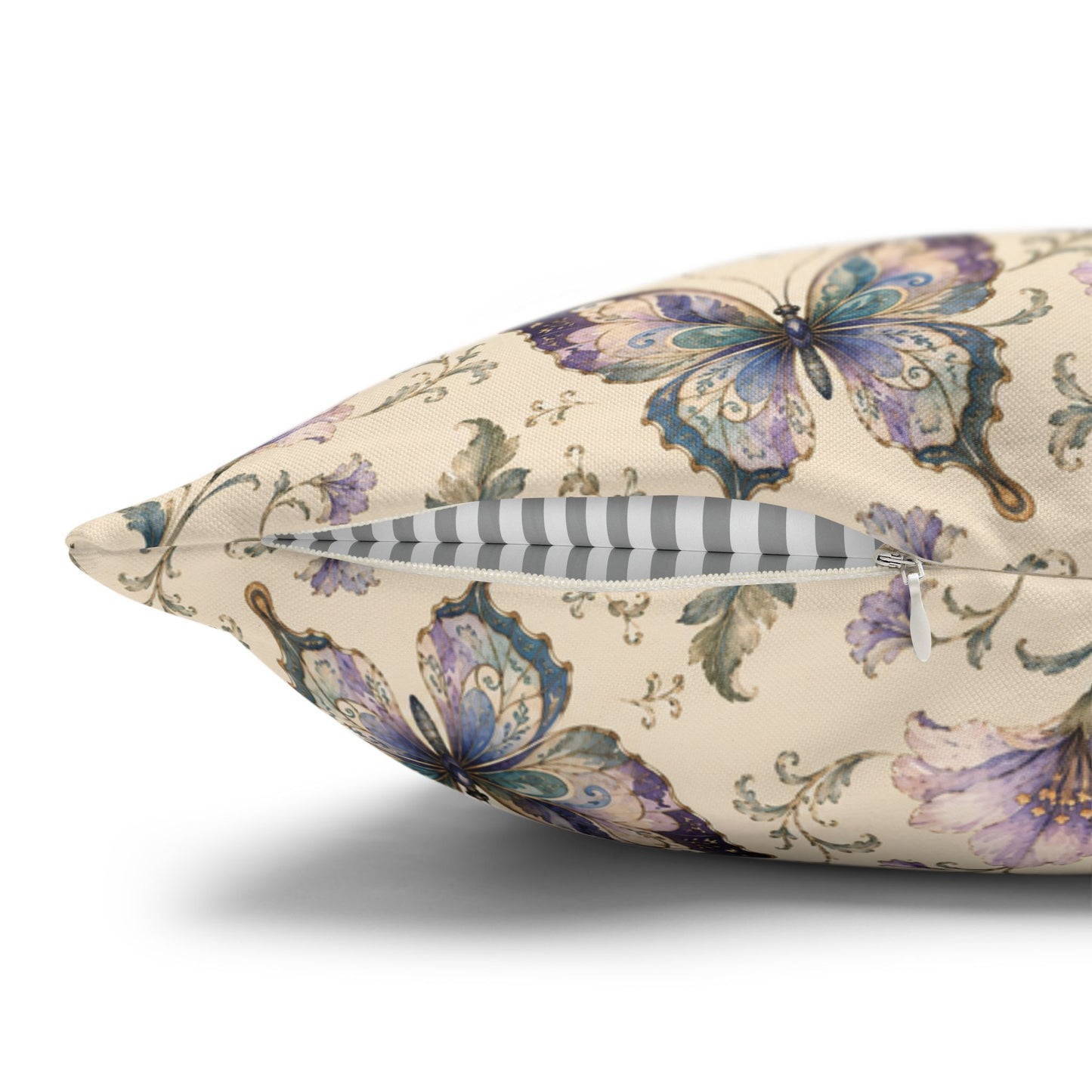 Butterfly Floral Throw Pillow Cover