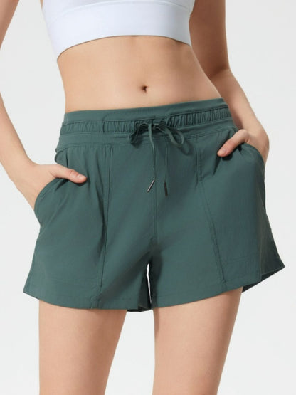 Drawstring Active Shorts with Pockets - Eclectage