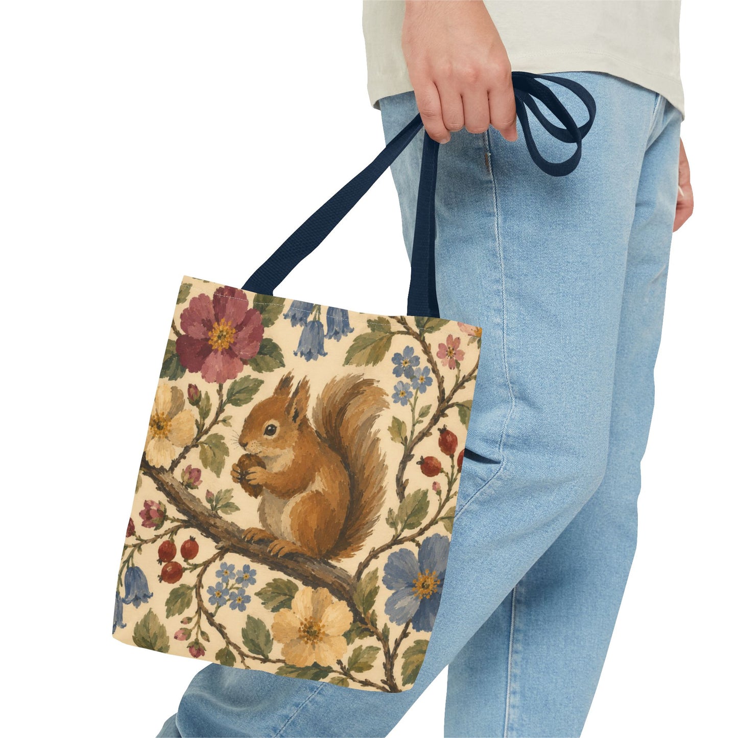 Floral Squirrel Tote Bag