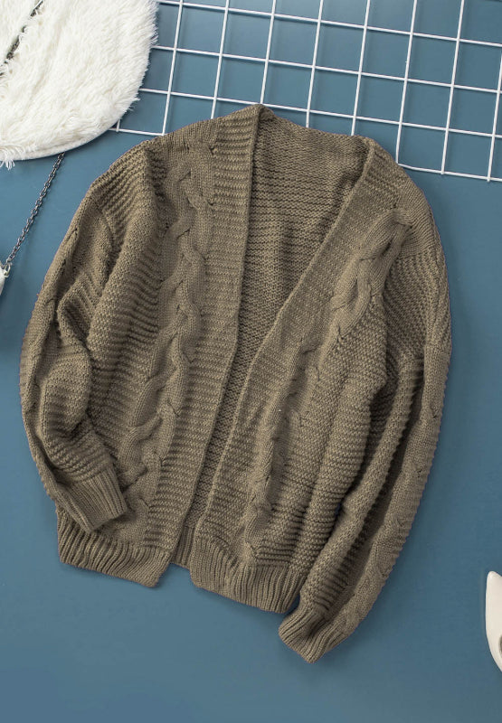 Cable-Knit Open Front Cardigan - Eclectage