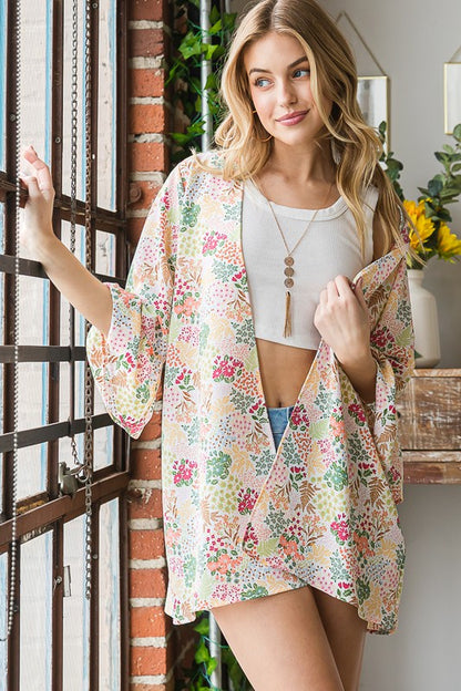 Multi Color Floral Open Cardigan - Eclectage