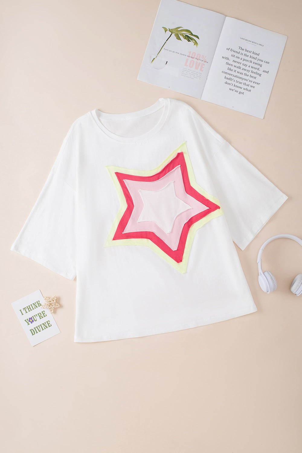 Block Star Patched Oversized T-Shirt - Eclectage