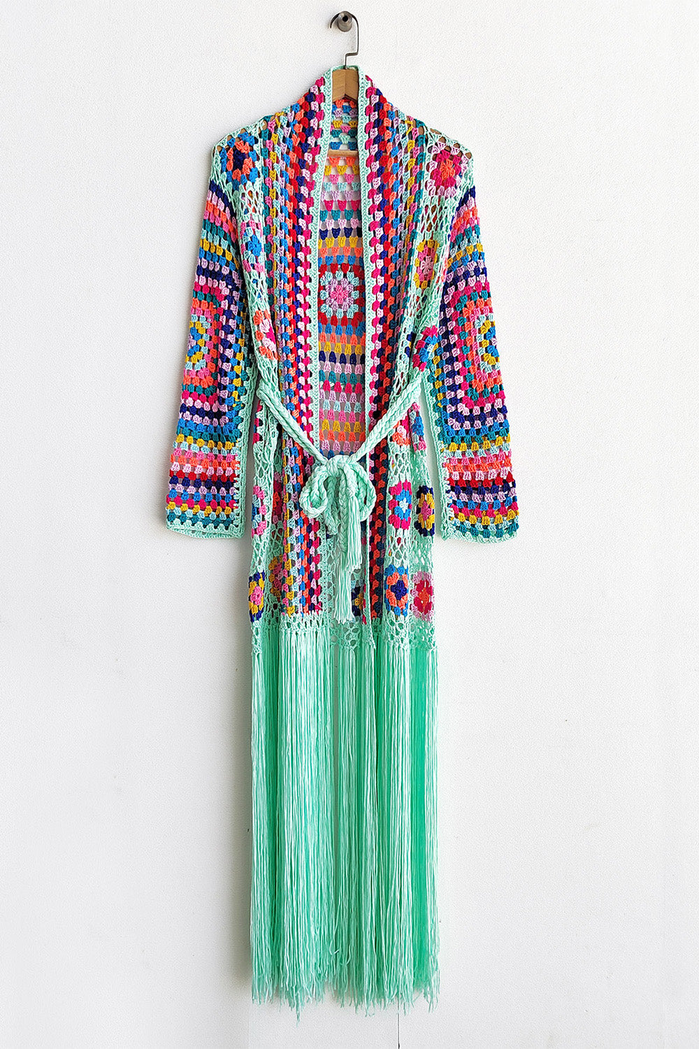 Fringe Tied Long Sleeve Cardigan - Eclectage