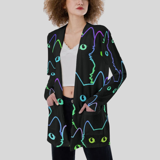 Neon Cat Outlines Cardigan - Eclectage