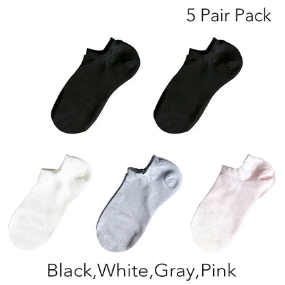 5 Pairs Women Real Silk Ankle Socks - Eclectage