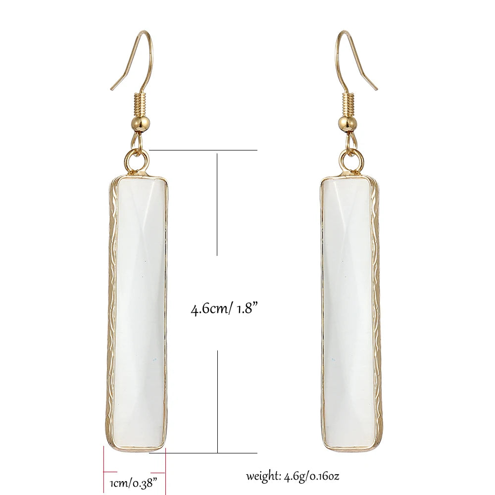 Moonstone Bar Drop Gold Tone Earrings