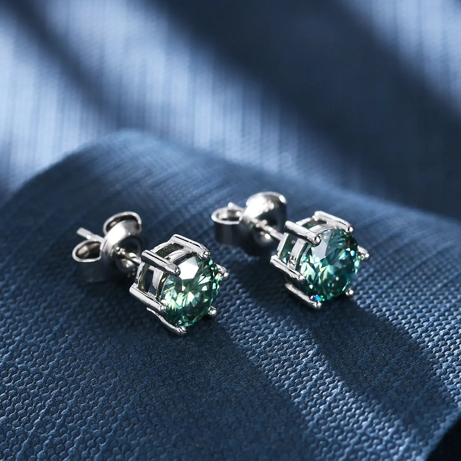 Green Moissanite Stud Earrings