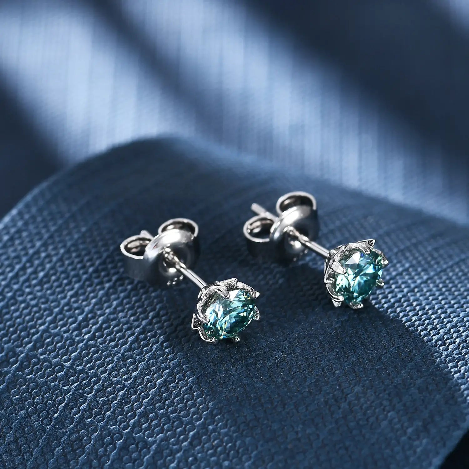 Green Moissanite Stud Earrings