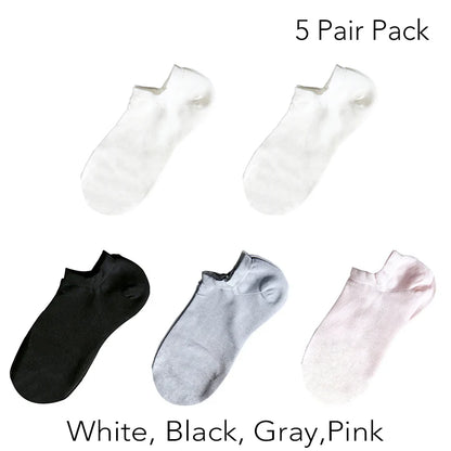 5 Pairs Women Real Silk Ankle Socks - Eclectage