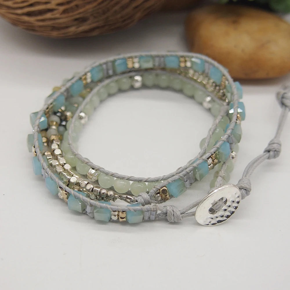 Amazonite Boho Wrap Bracelet