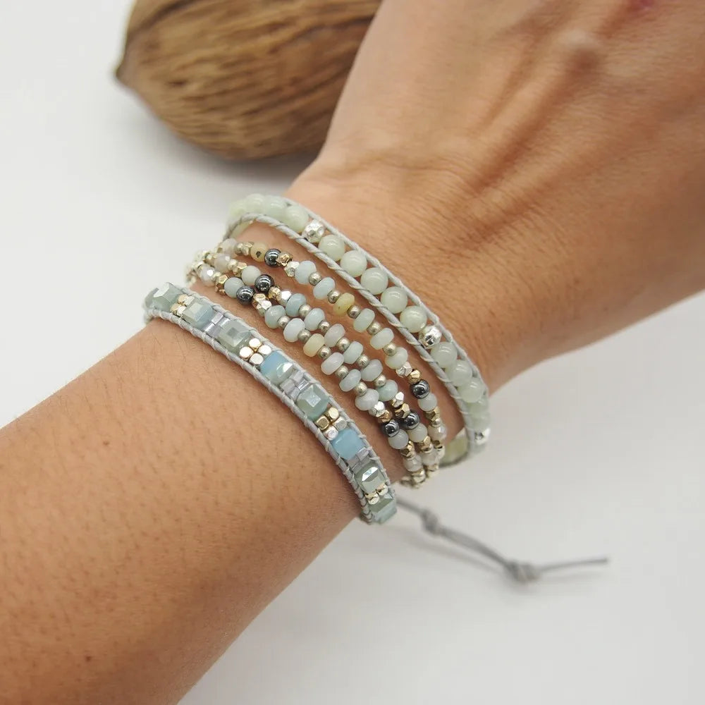 Amazonite Boho Wrap Bracelet