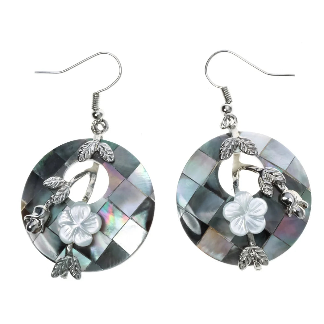 Natural Abalone Shell Flower Earrings
