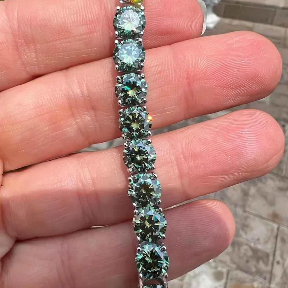 Green Moissanite Tennis Bracelet - Eclectage