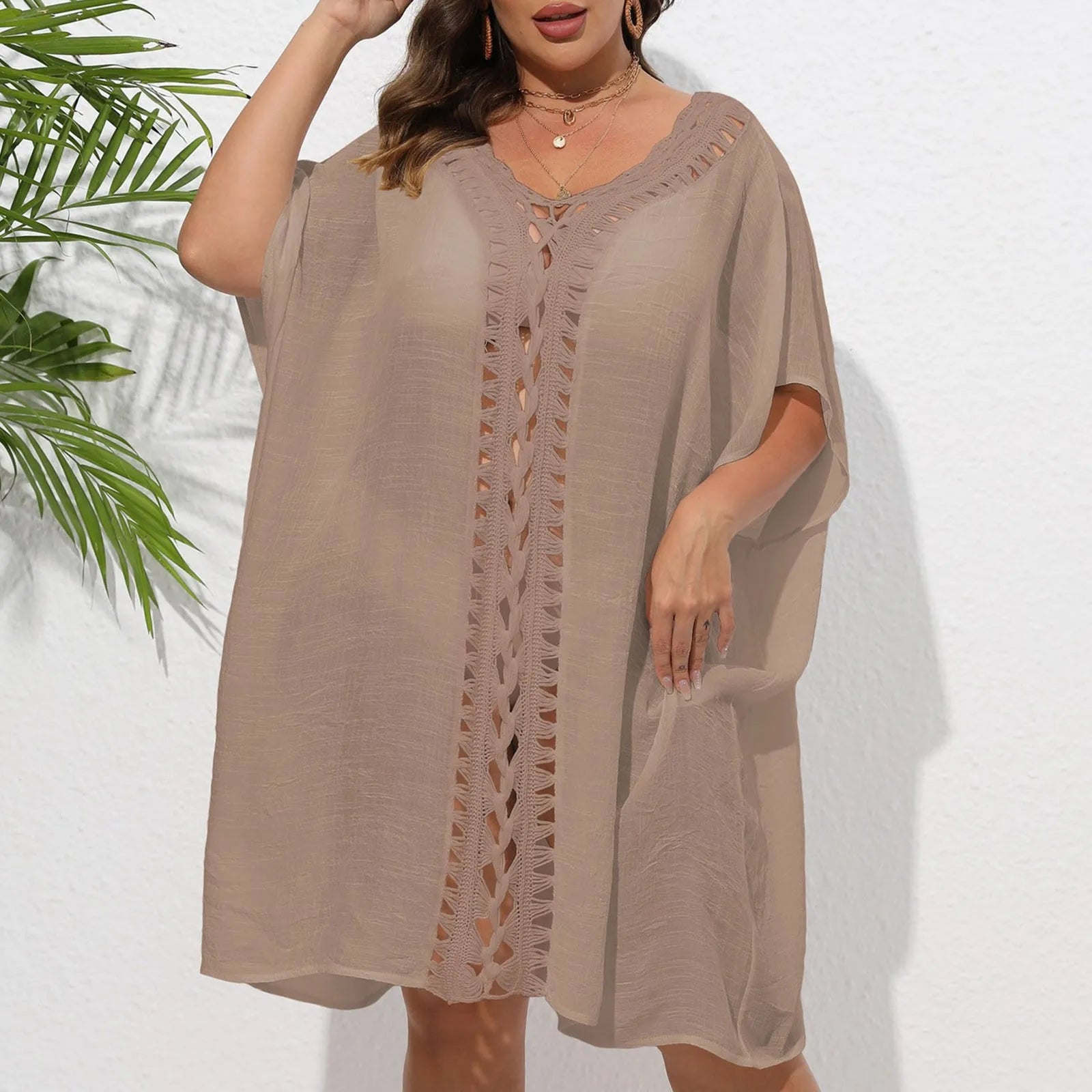 Brown lightweight swimsuit cover up 