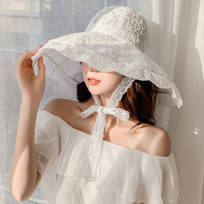 Lace Wide Brim Packable Sun Hat - Eclectage