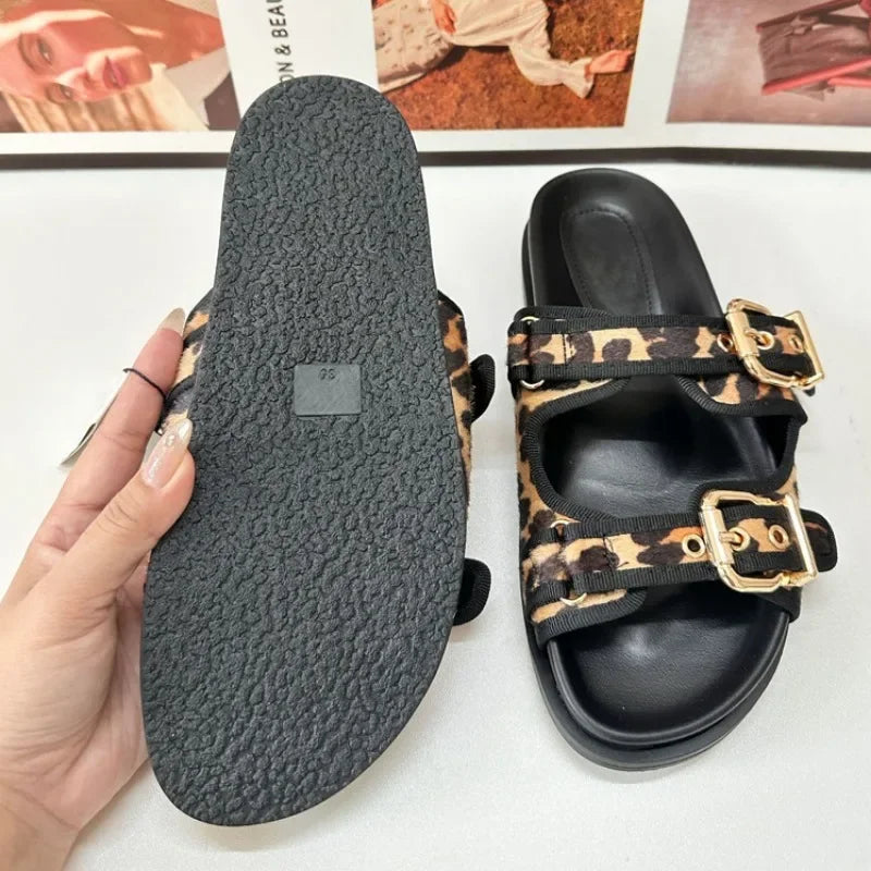 Leopard Print Casual Sandals