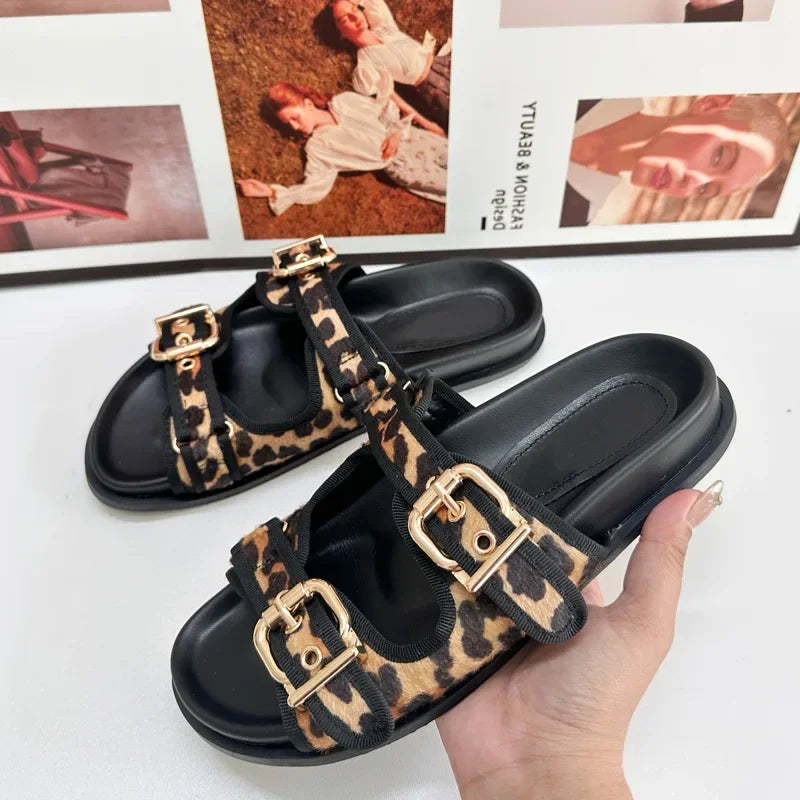 Leopard Print Casual Sandals