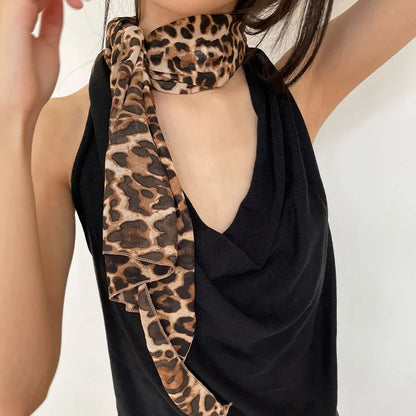 Leopard Long Chiffon Scarf