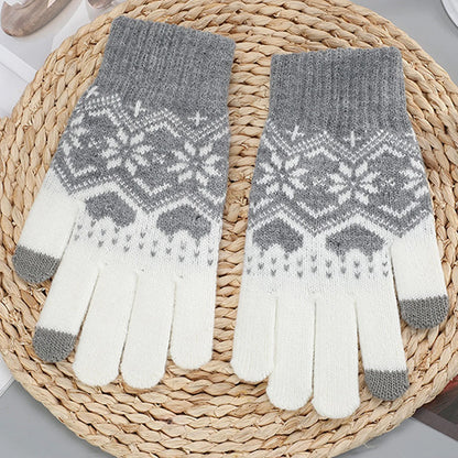 Warm Snowflake Heart Knitted Gloves - Eclectage